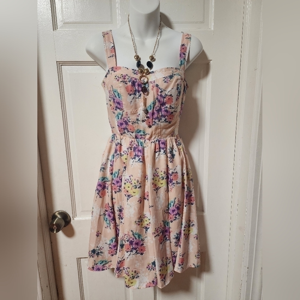 𝅺LC Lauren Conrad Women's Fit & Flare Sweetheart Floral Pink Dress